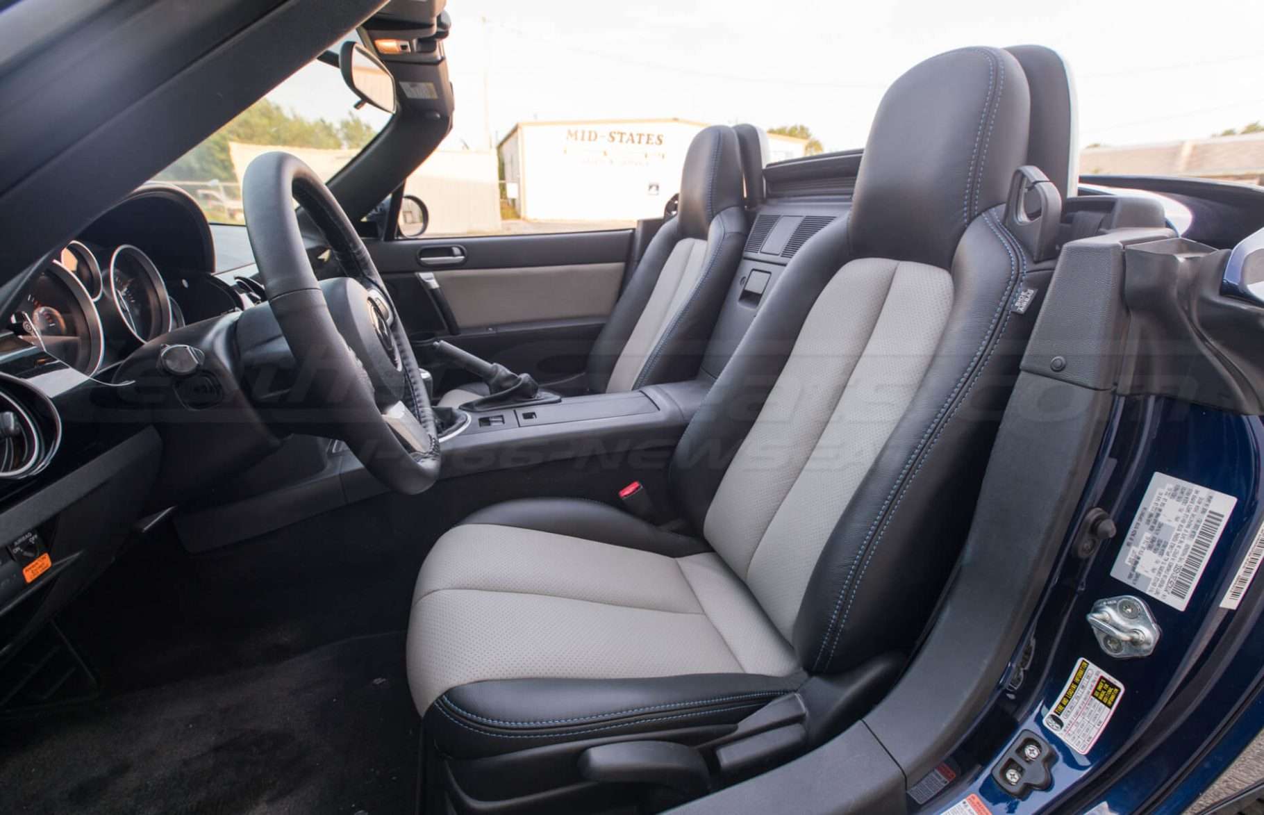 2006-2008 Mazda Miata Upholstery Package - Black & Ash w/ Cobalt Stitching