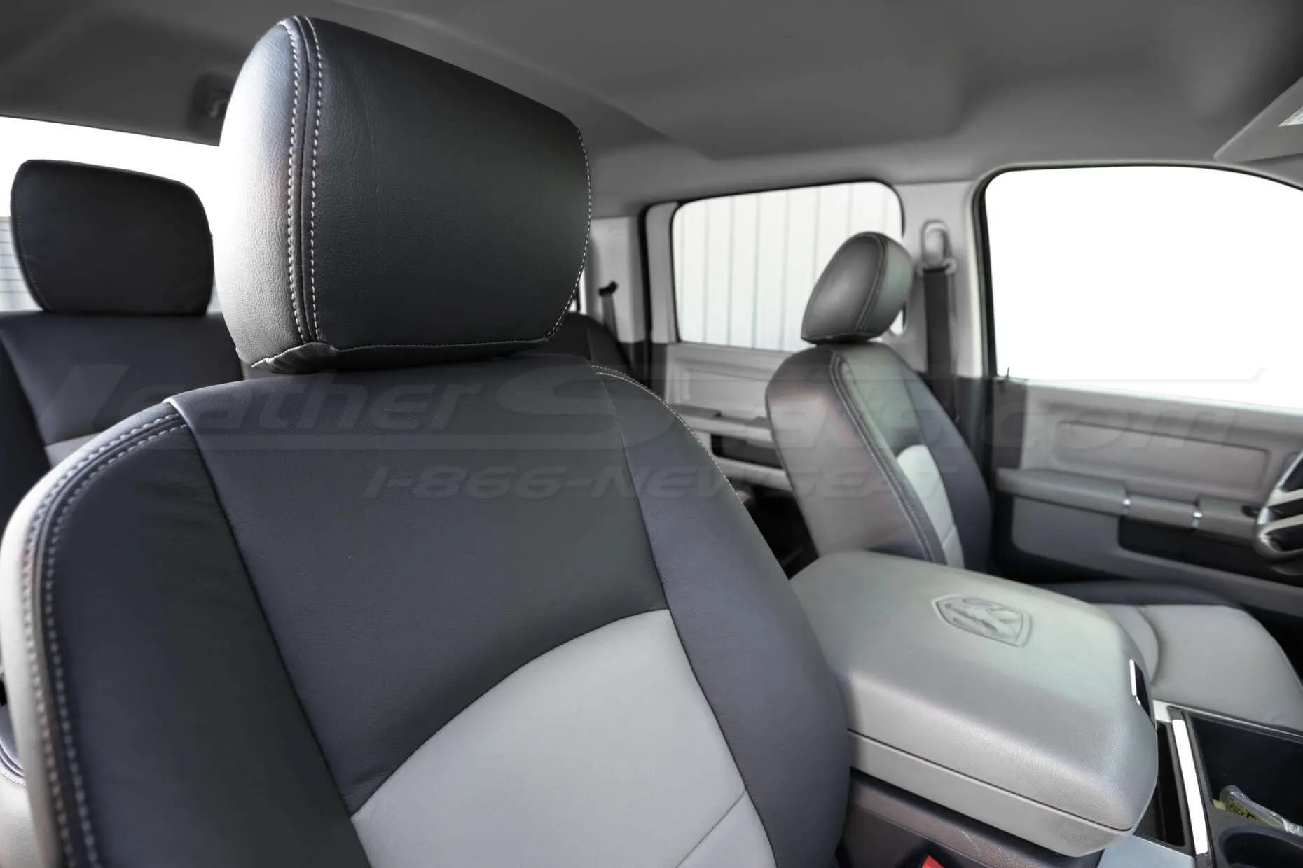 Dodge Ram Leather Seats - Black & Dark Graphite - Headrest