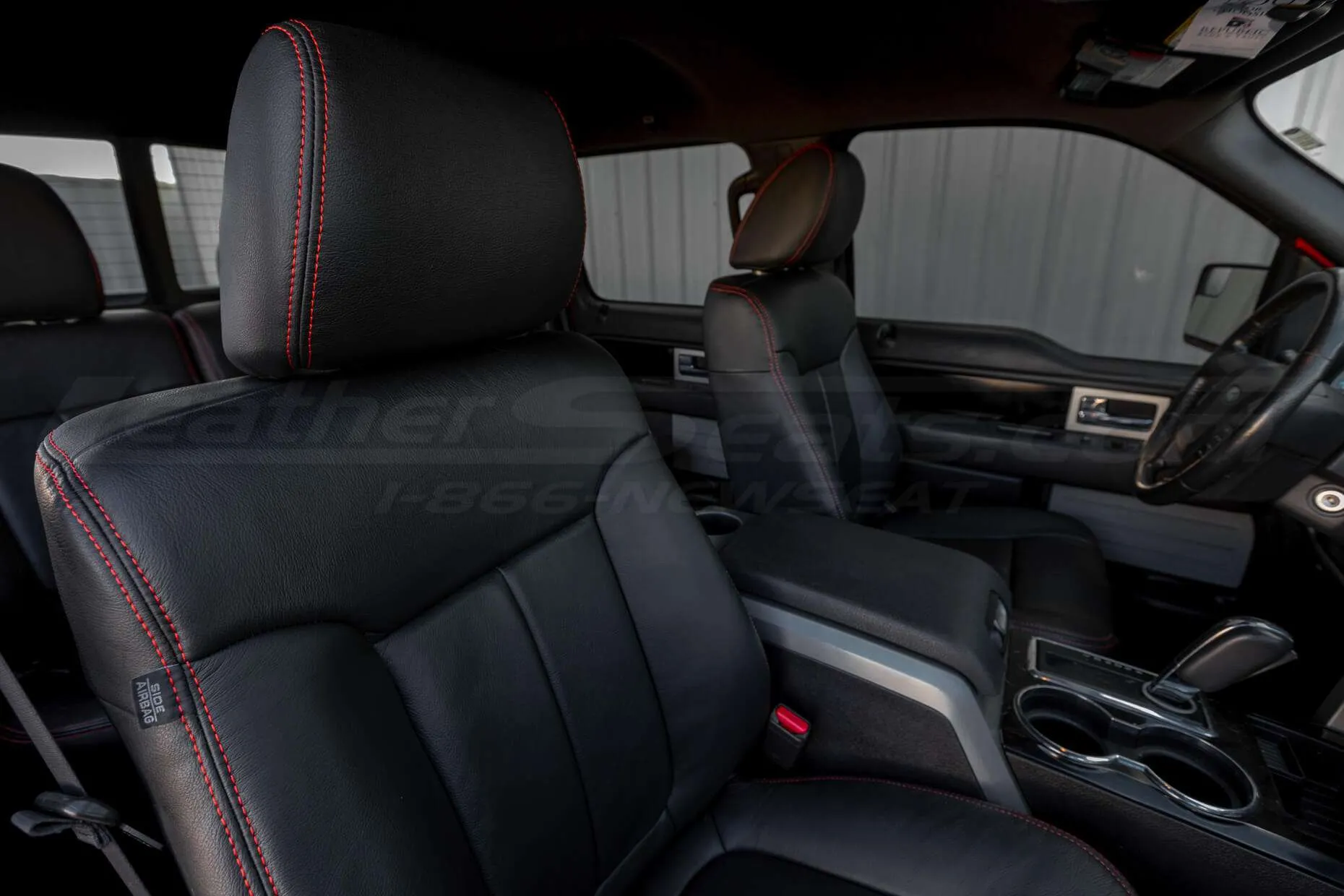 Ford F-150 Leather Seats - Black -Passenger seat stitching