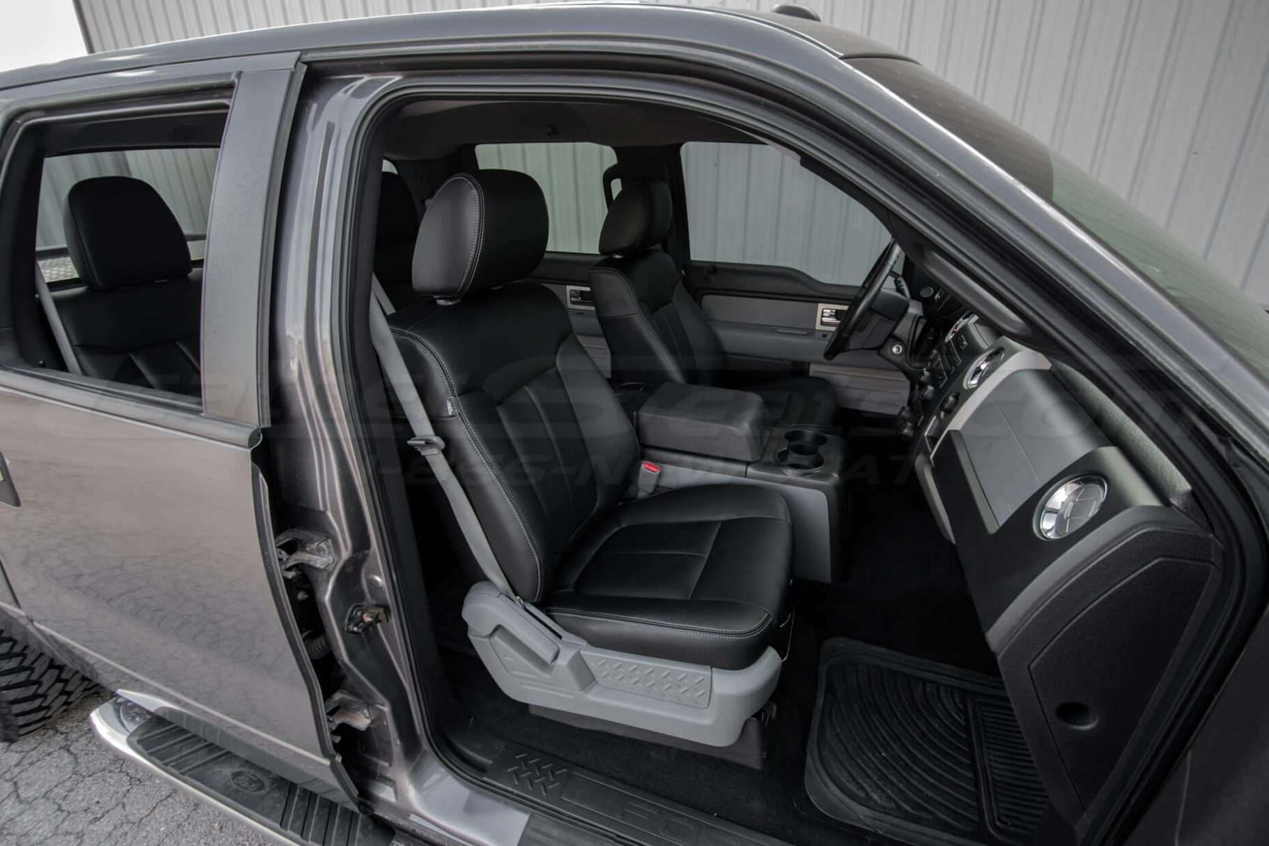 Ford F-150 Upholstery Kit - Black - Installed - Front passenger seat wide angle 2