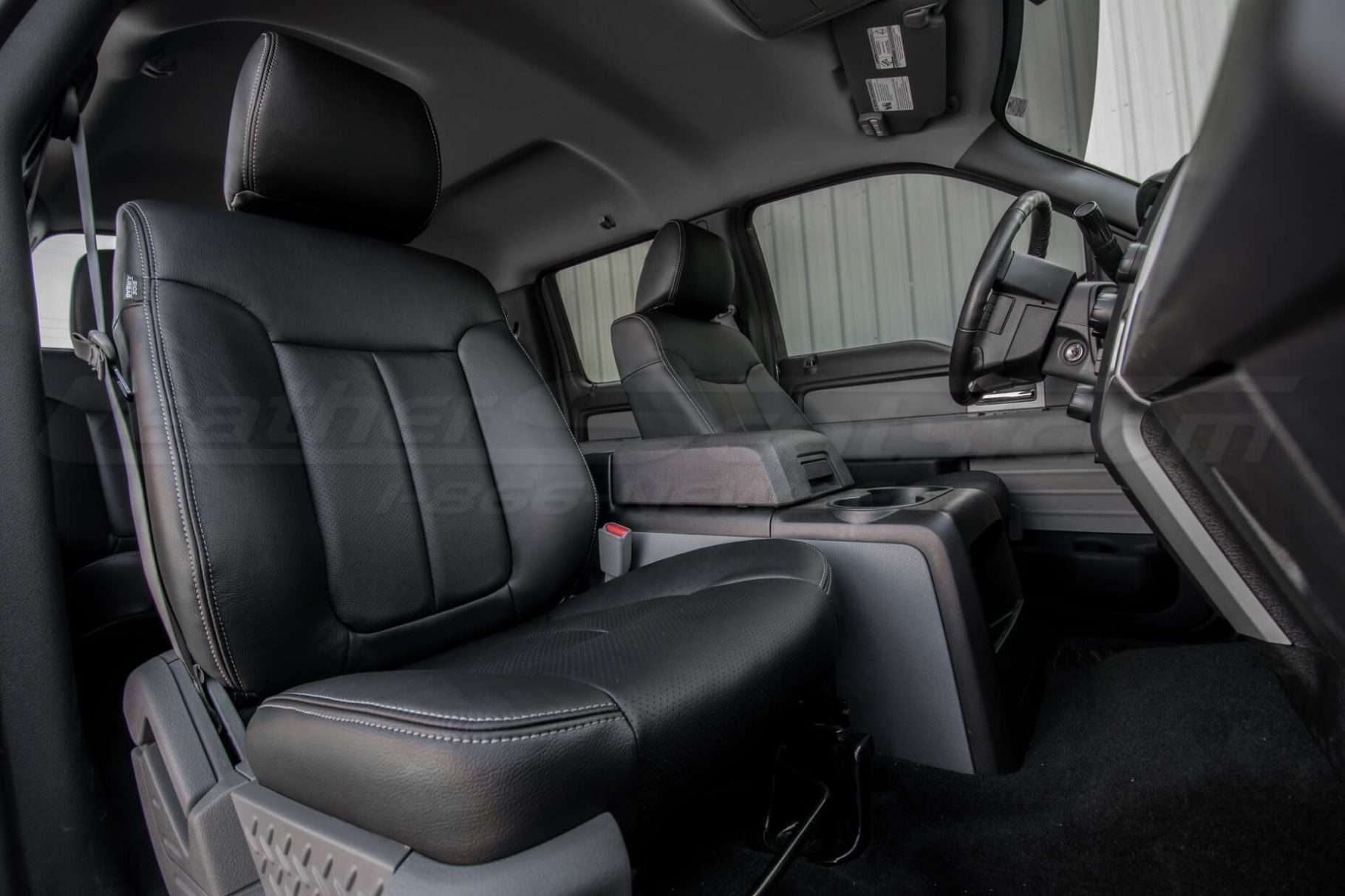 Ford F-150 Upholstery Kit - Black - Installed - Front seats alternative angle