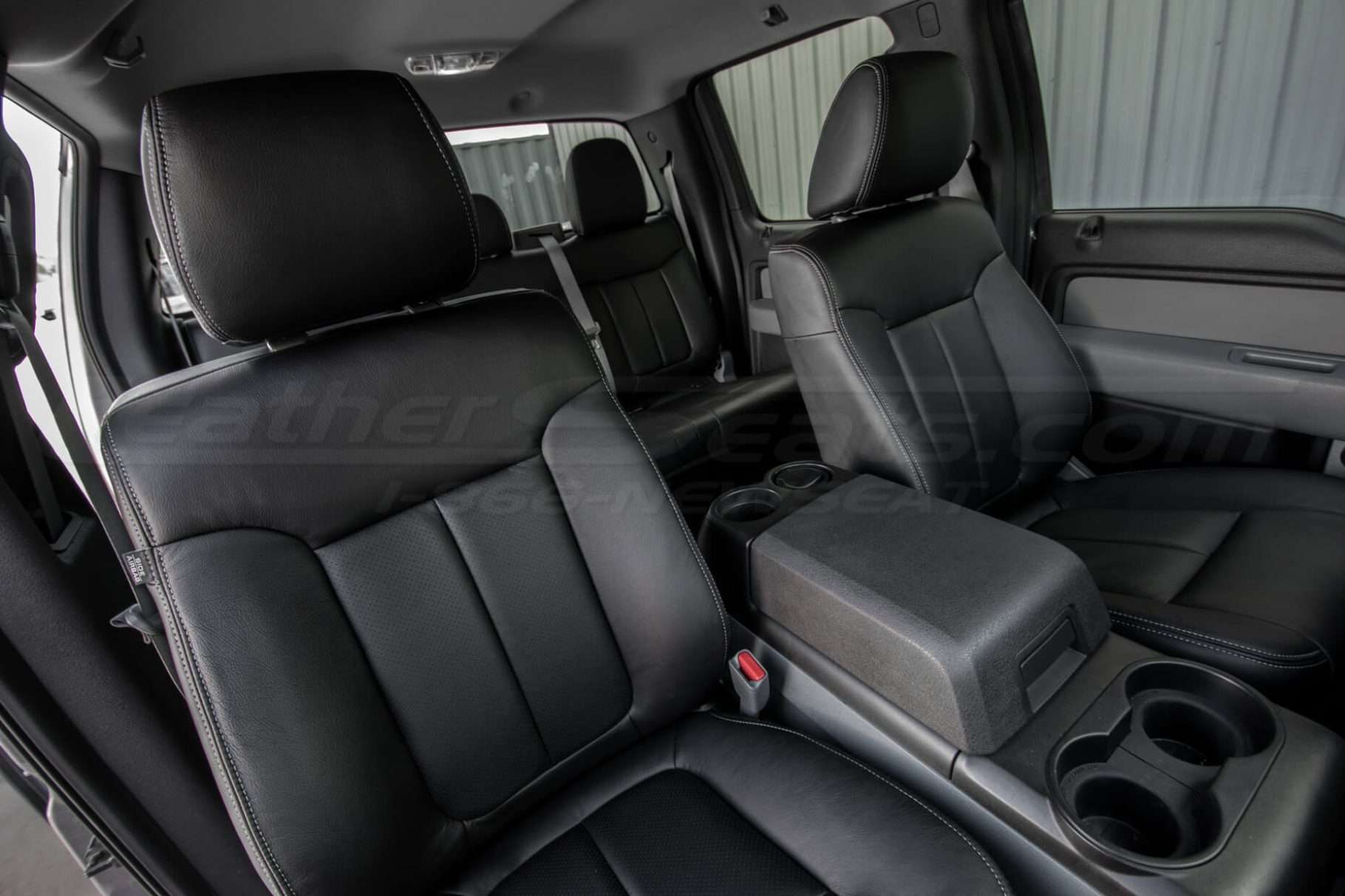 Ford F-150 Upholstery Kit - Black - Installed - Front seats & console