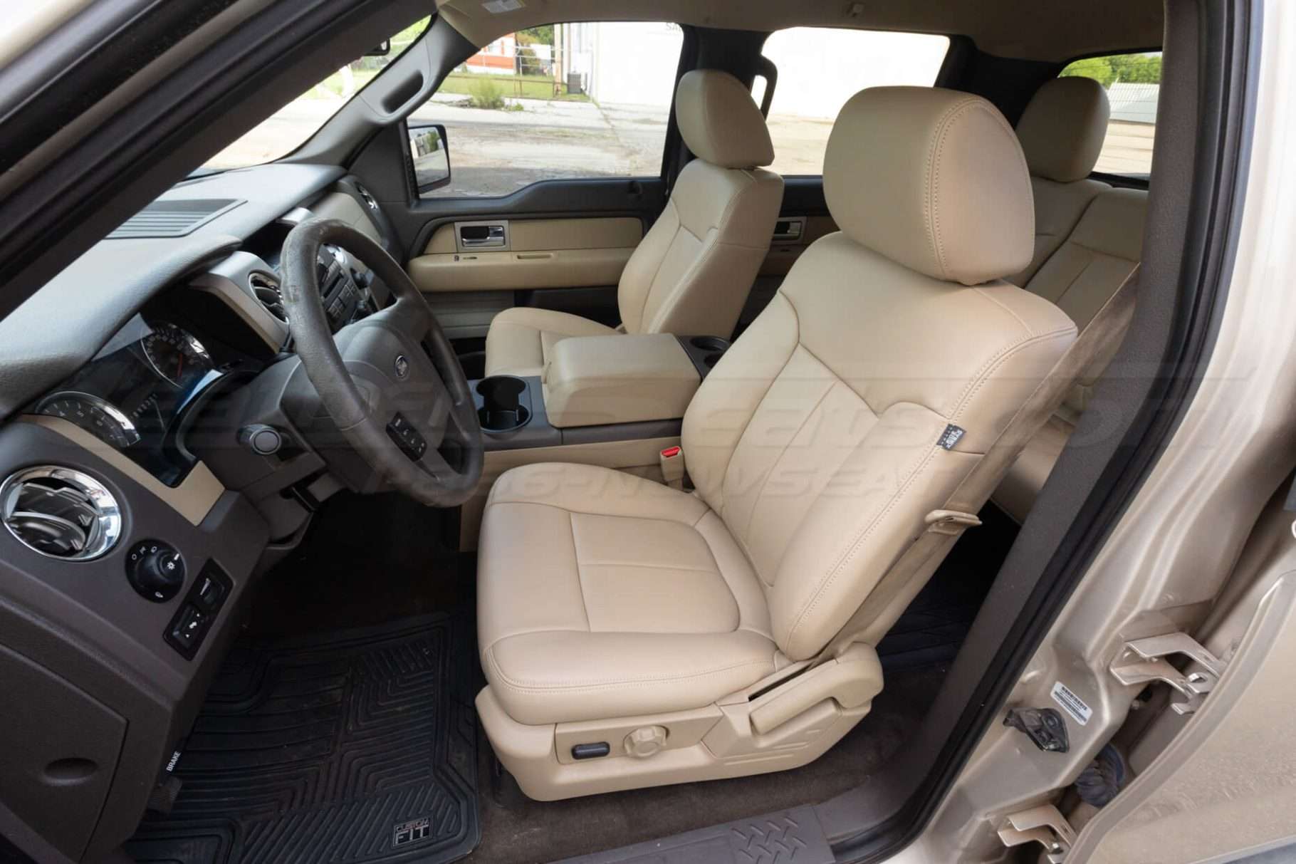 Ford F-150 Leather Upholstery Kit - Sandstone - Installed - Front drivers side
