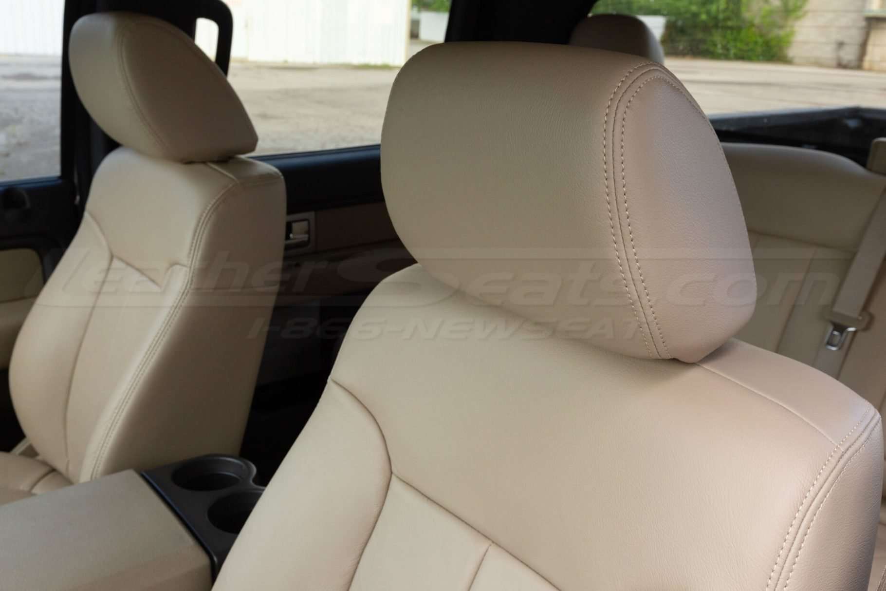 Ford F-150 Leather Upholstery Kit - Sandstone - Installed - Headrest