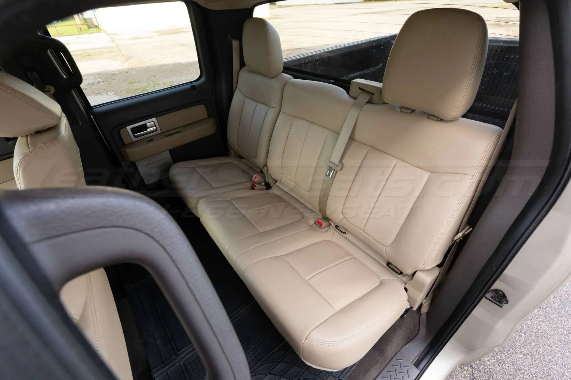 Ford F-150 Leather Upholstery Kit - Sandstone - Installed - Rear seats