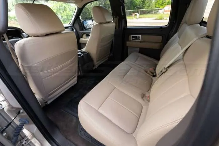 Ford F-150 Leather Upholstery Kit - Sandstone - Installed - Rear seats