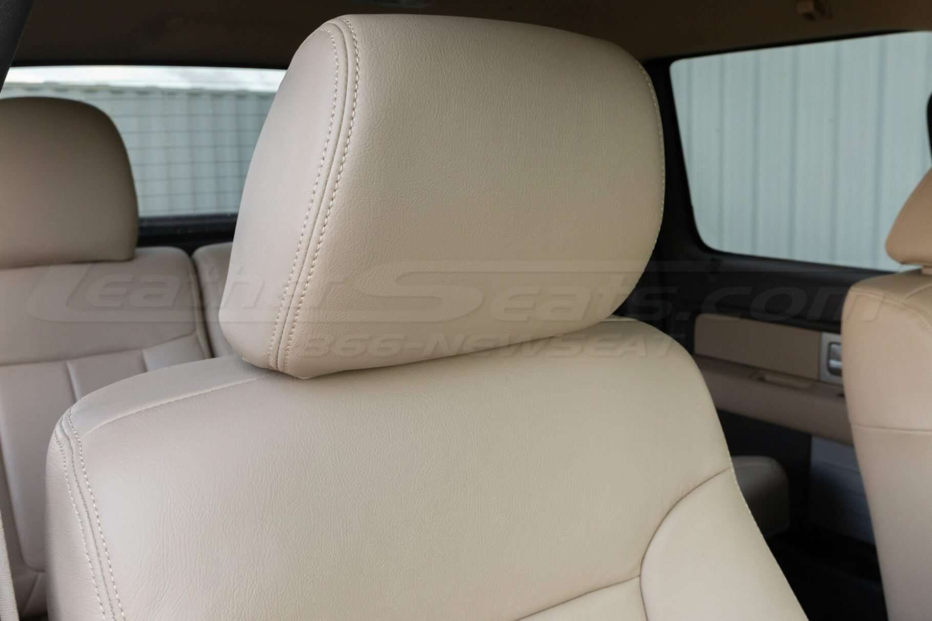 Ford F-150 Leather Upholstery Kit - Sandstone - Installed - Headrest