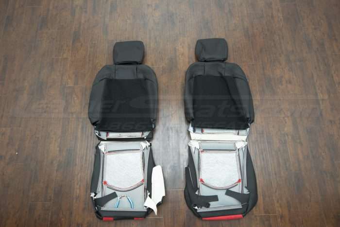 Nissan 370Z upholstery kit - Black w/ Red Suede - Back of front seats