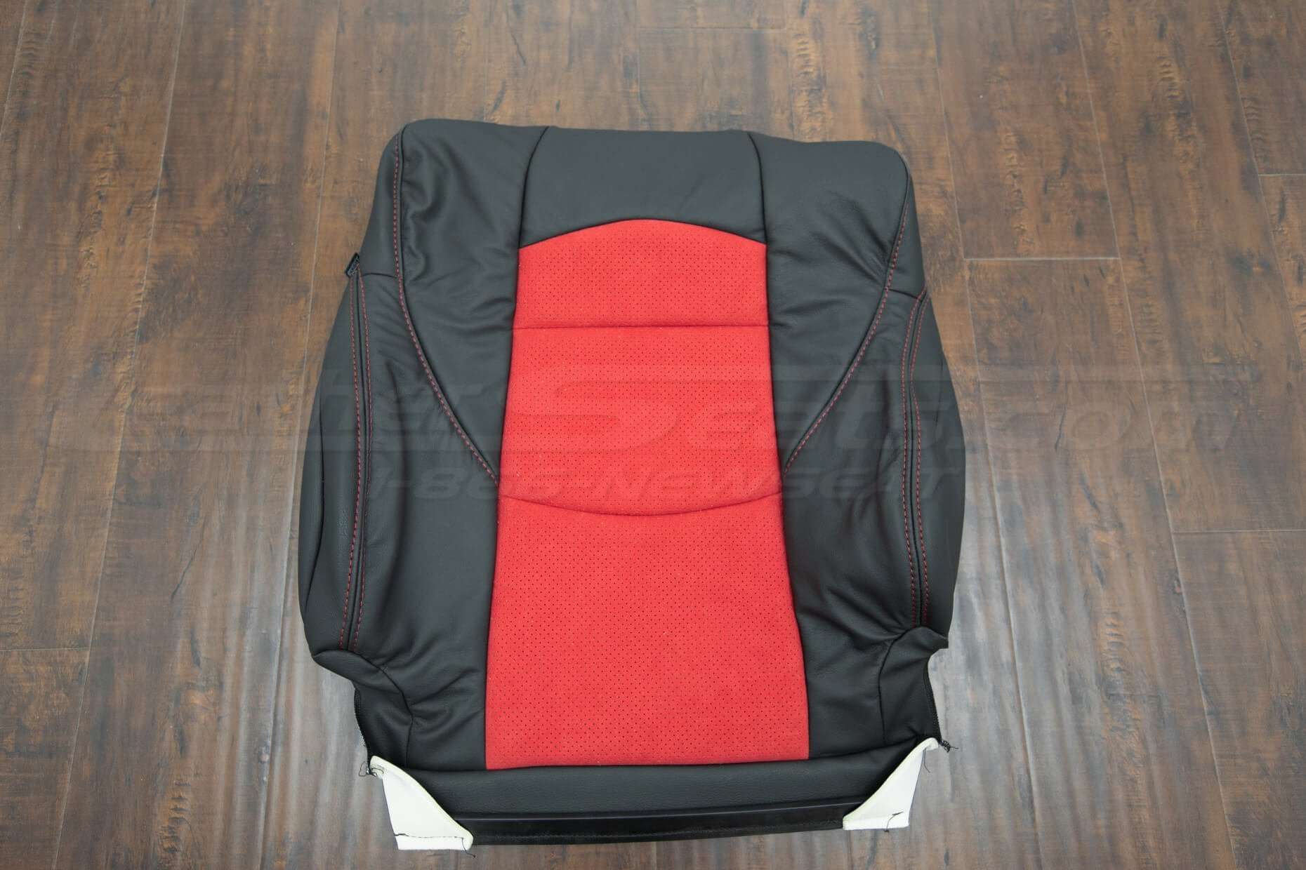 Nissan 370Z upholstery kit - Black w/ Red Suede - Front backrest