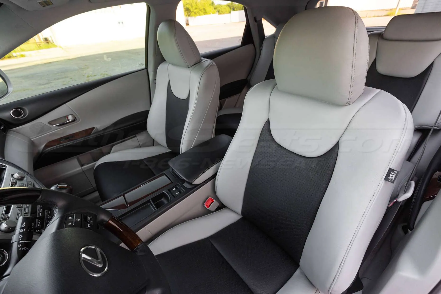 Lexus RX350 Leather Seats - Frost & Black - Front interior from driver side