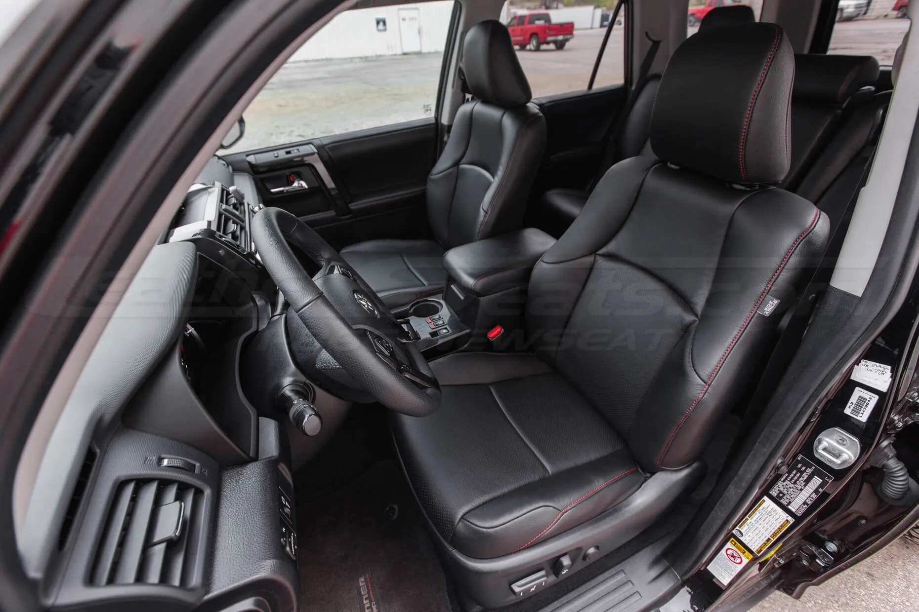 2010-2018 Toyota 4Runner Single-Tone Black Double-Stitched in Red