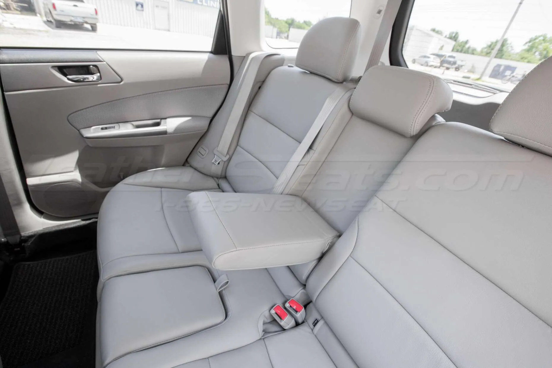 2011-2013 Subaru Forester Leather Seats - Ash - Installed - Rear seats with armrest down