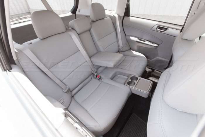 2011-2013 Subaru Forester Leather Seats - Ash - Installed Overhead rear seats with armrest down \