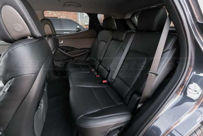 Hyundai Santa Fe Sport installed leather kit - Black - Rear seats