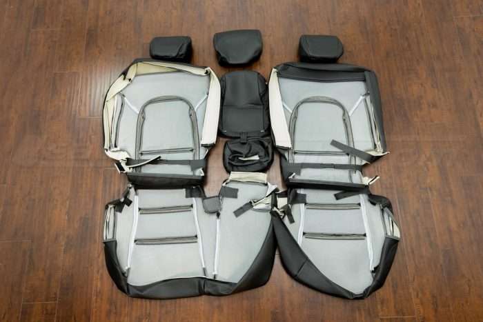 Hyundai Santa Fe Sport installed leather kit - Black - Back view of rear seats