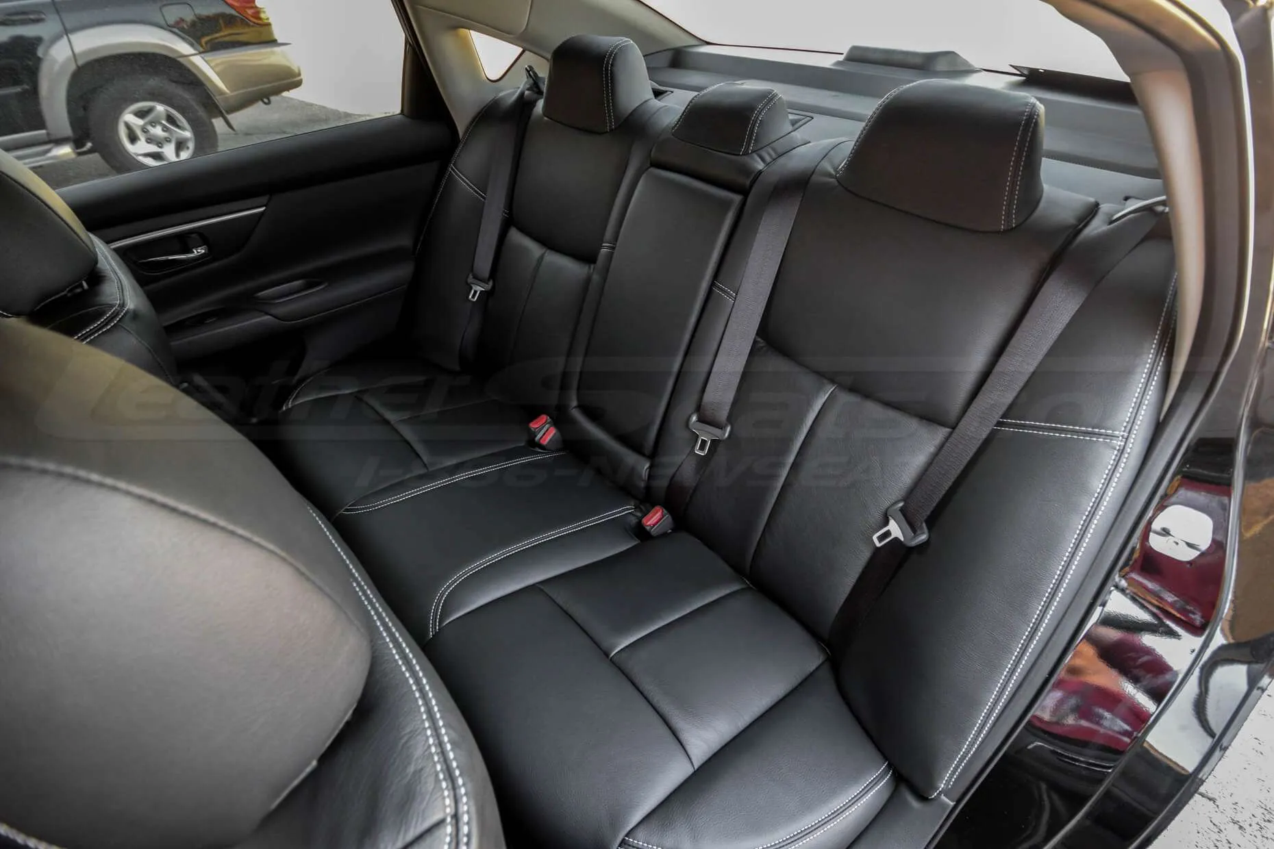 2013-2018 Nissan Altima Single-Tone Black w/ Silver Stitching - Rear seats