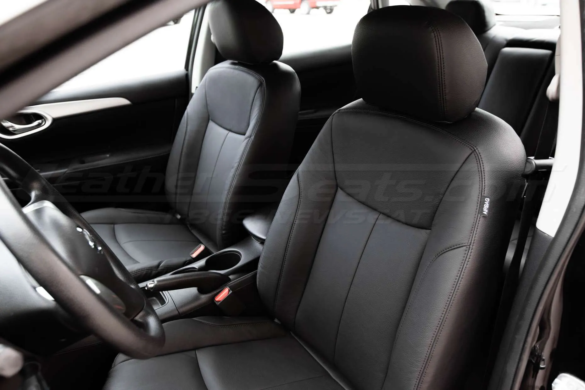 Nissan Sentra Leather Seats - Black - Installed - Front driver backrest and headrest