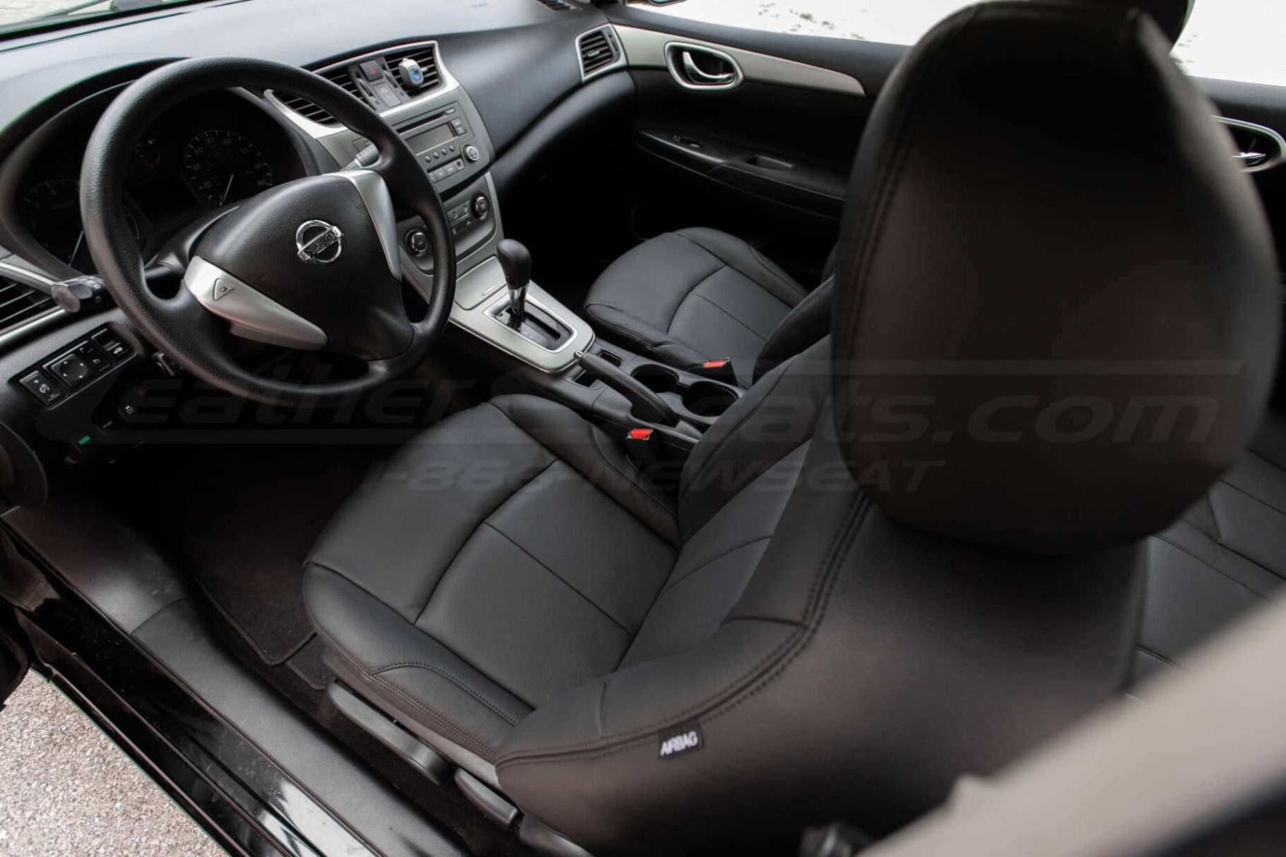 Nissan Sentra Leather Seats - Black - Installed - Front driver seat - top down view