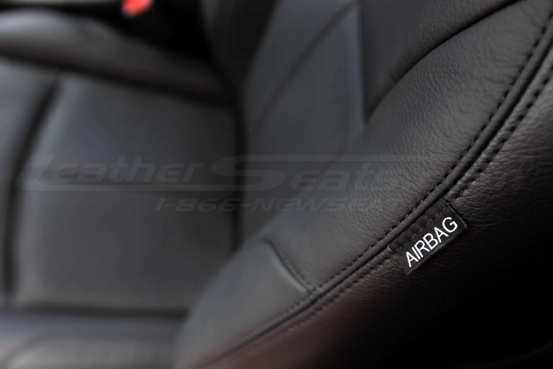 Nissan Sentra Leather Seats - Black - Installed - Side airbag tag