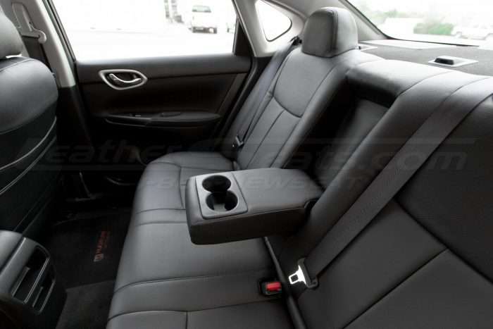 Nissan Sentra Leather Seats - Black - Installed - Rear seats with armrest down