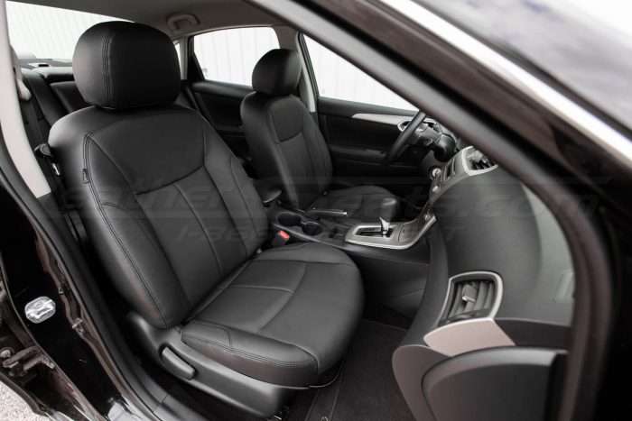 Nissan Sentra Leather Seats - Black - Installed - Front interior from passenger side