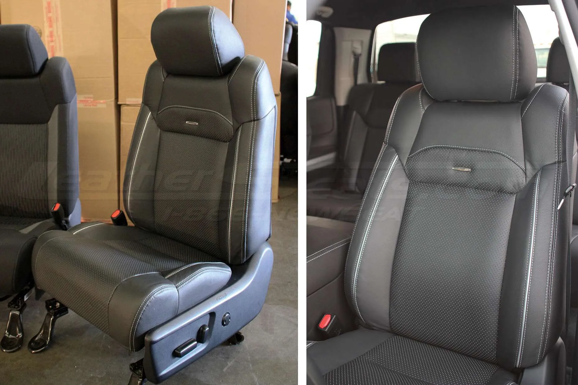 Toyota Tundra Leather Upholstery Kit - Black - Installed upholstery