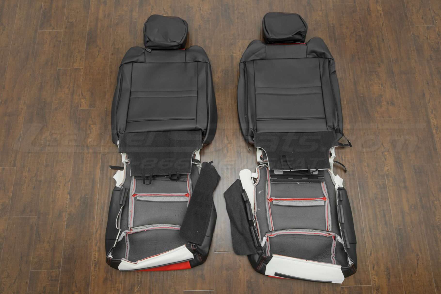 Back view of front seat upholstery