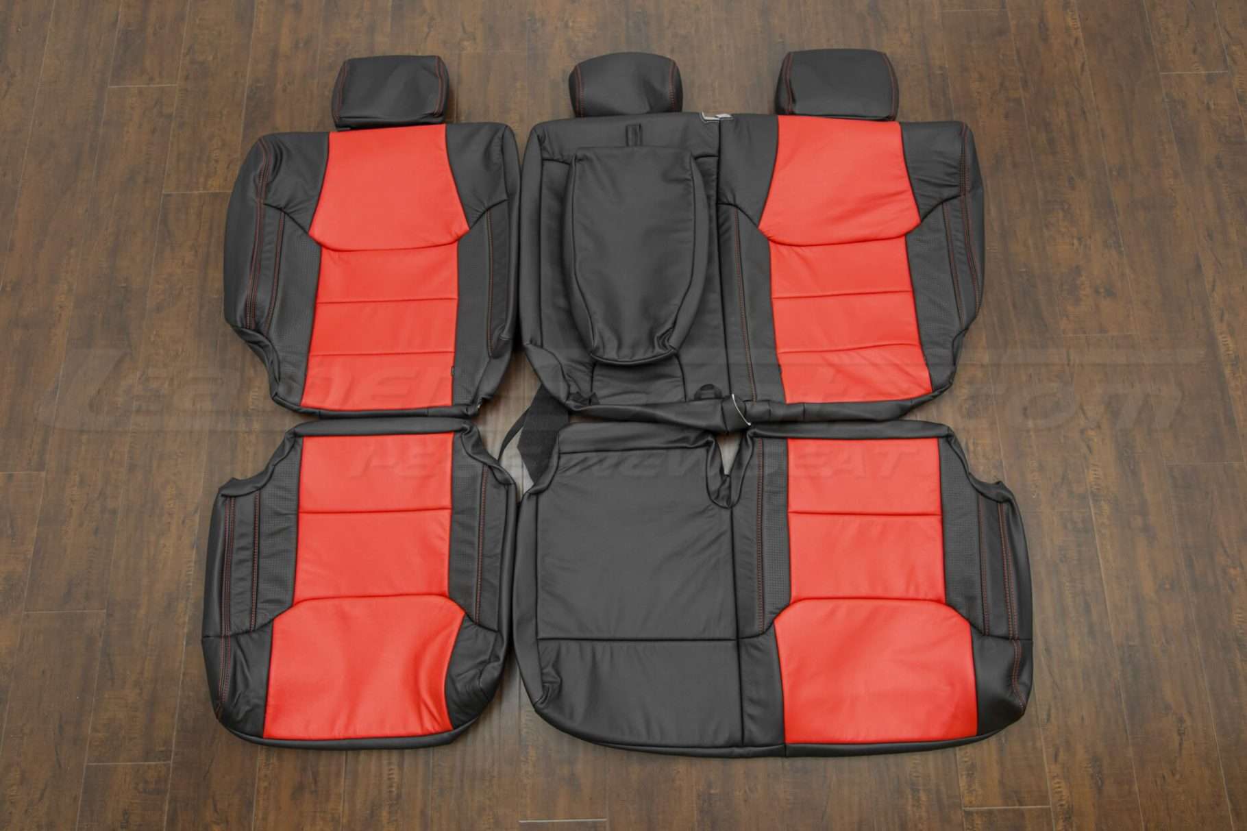 Toyota Tundra leather upholstery kit - Black/Bright Red/Piazza Red - Rear