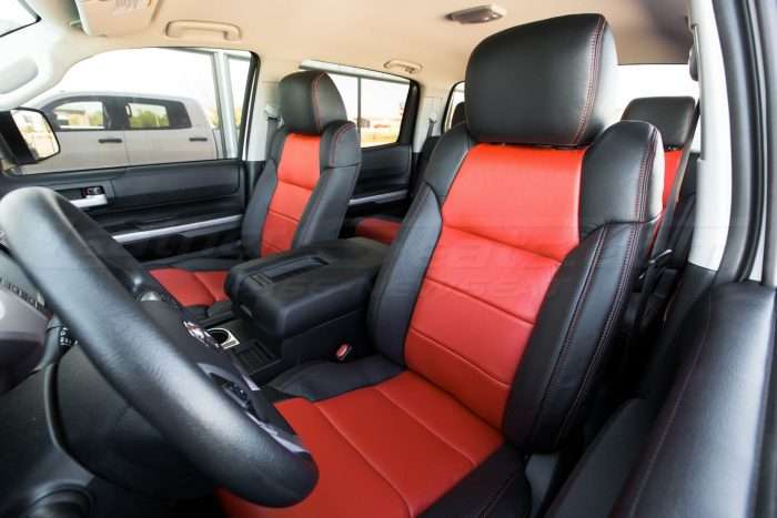 Toyota Tundra Leather Kit Installed - Black & Bright Red - Front driver's seat