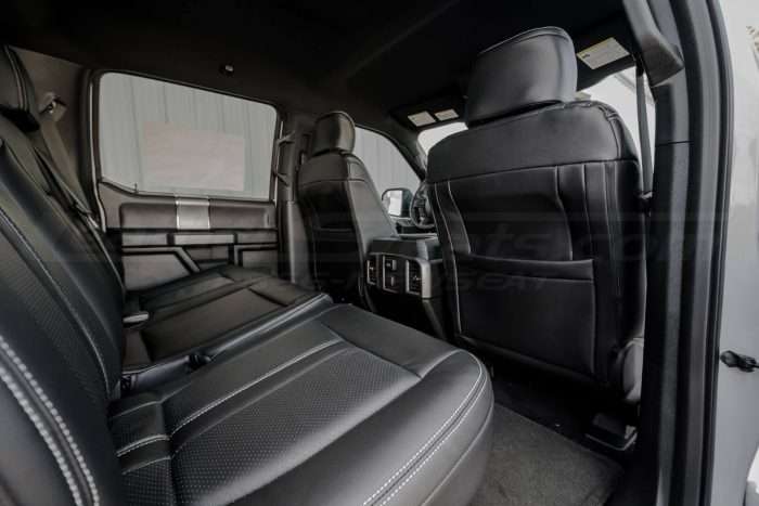 Ford F-150 Upholstery Kit - Black - Installed - Back view of front seats