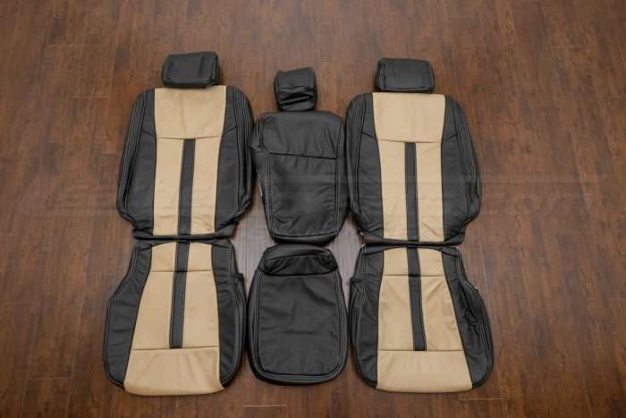 Ford F-150 Upholstery Kit - Black & Bisque - Front Seats with comsole