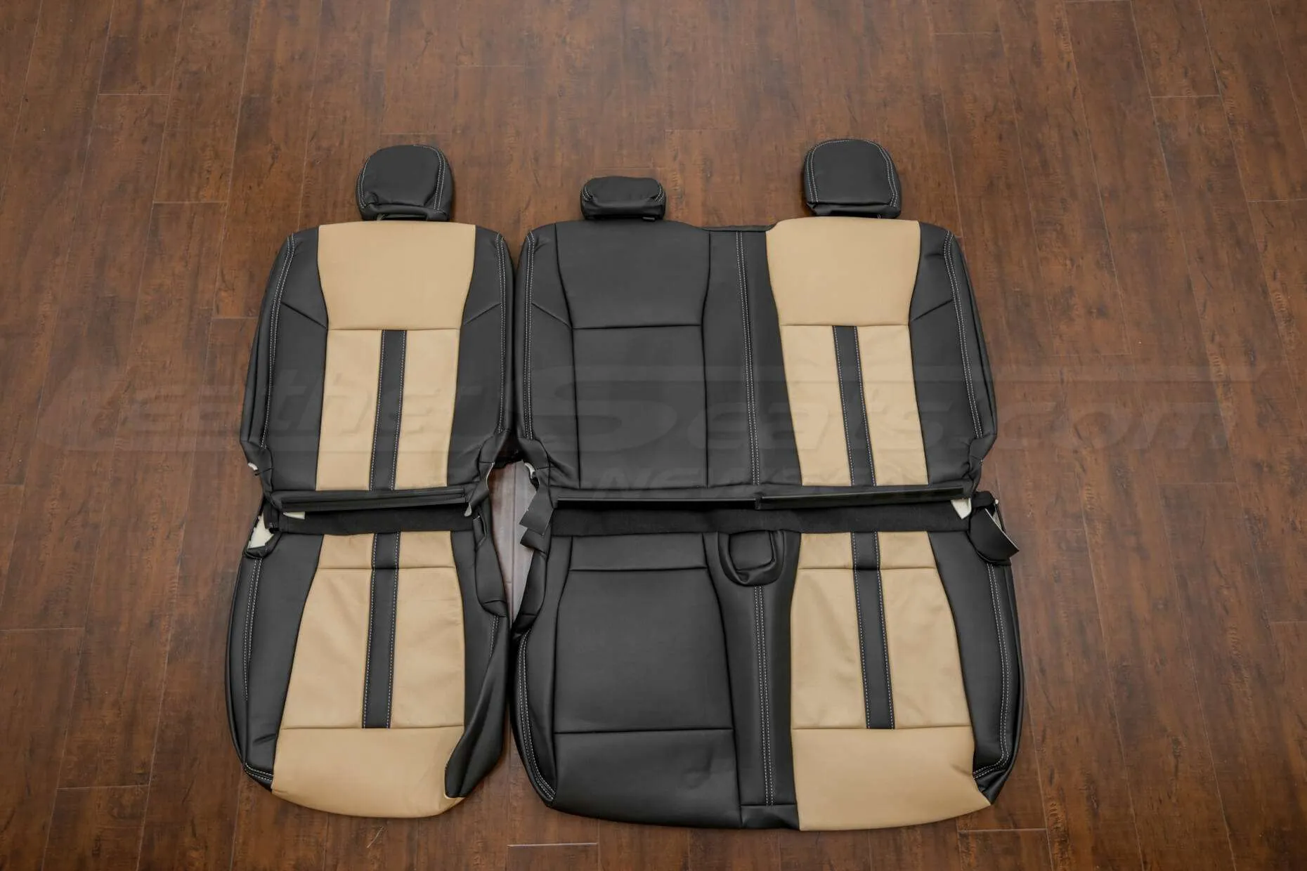 Ford F-150 Upholstery Kit - Black & Bisque - Rear seats