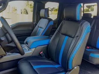 Ford F-150 Upholstery Kit - Installed - Black & Piazza Blue - Featured Image.