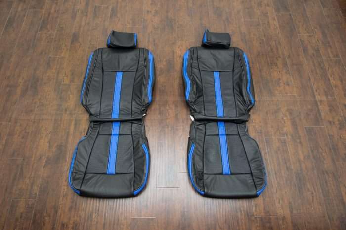 Ford F-150 Upholstery Kit - Installed - Black & Piazza Blue - Front seats