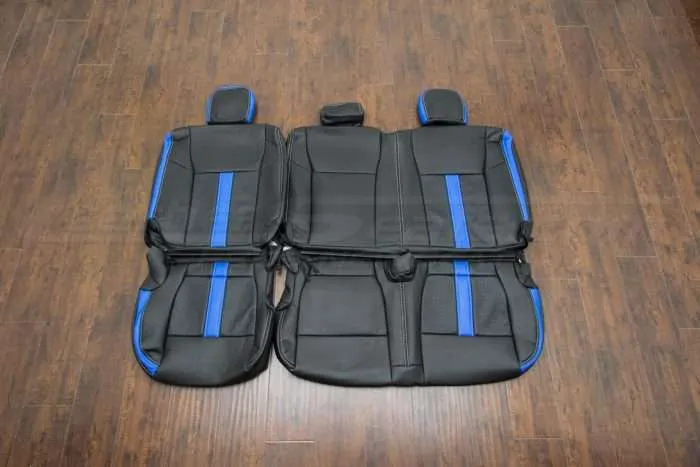 Ford F-150 Upholstery Kit - Installed - Black & Piazza Blue - Rear seats