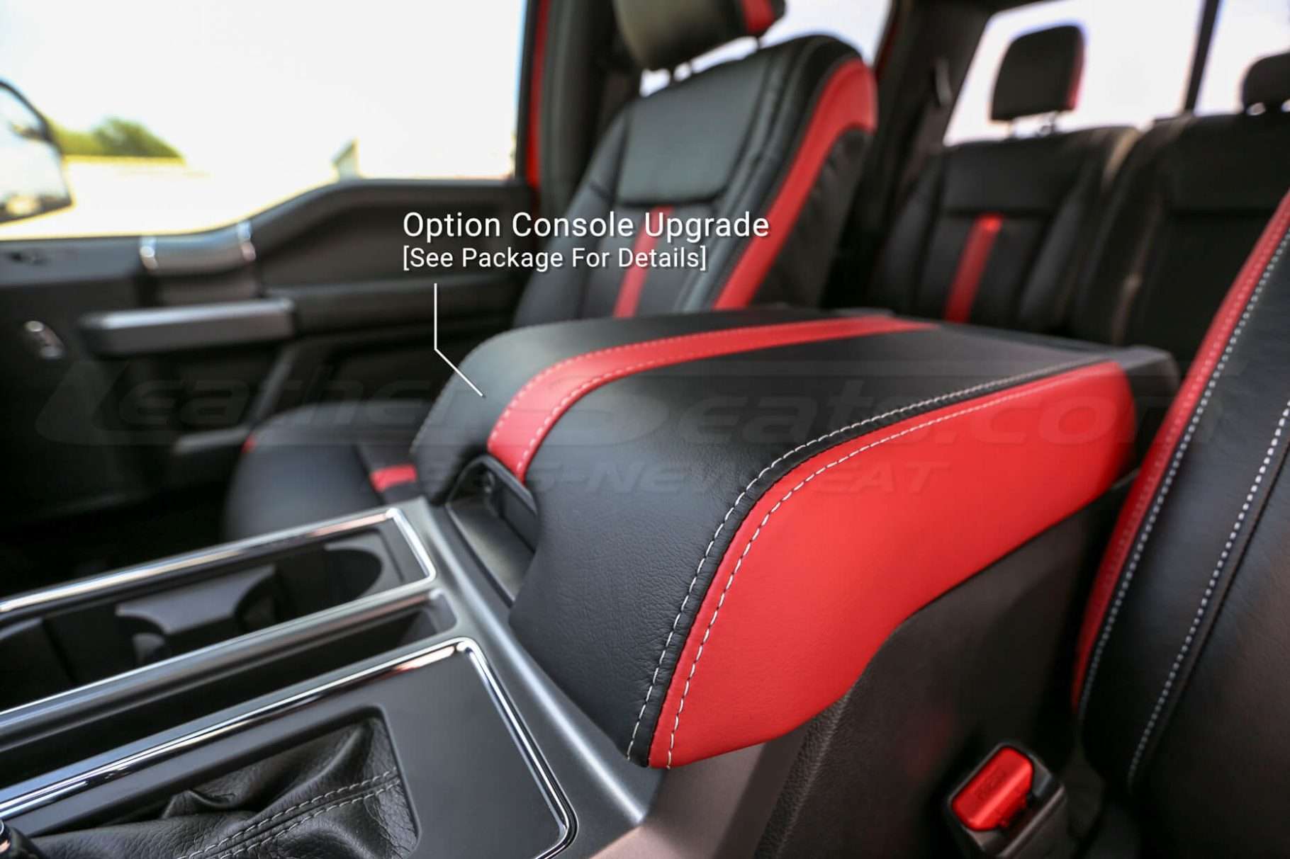 Ford F-150 Leather Interior - Red & Black - Optional Console Lid