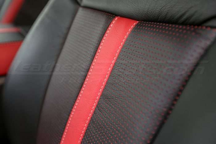 Ford F150 Leather Seats - Black & Piazza Red - Piazza Perforation close-up