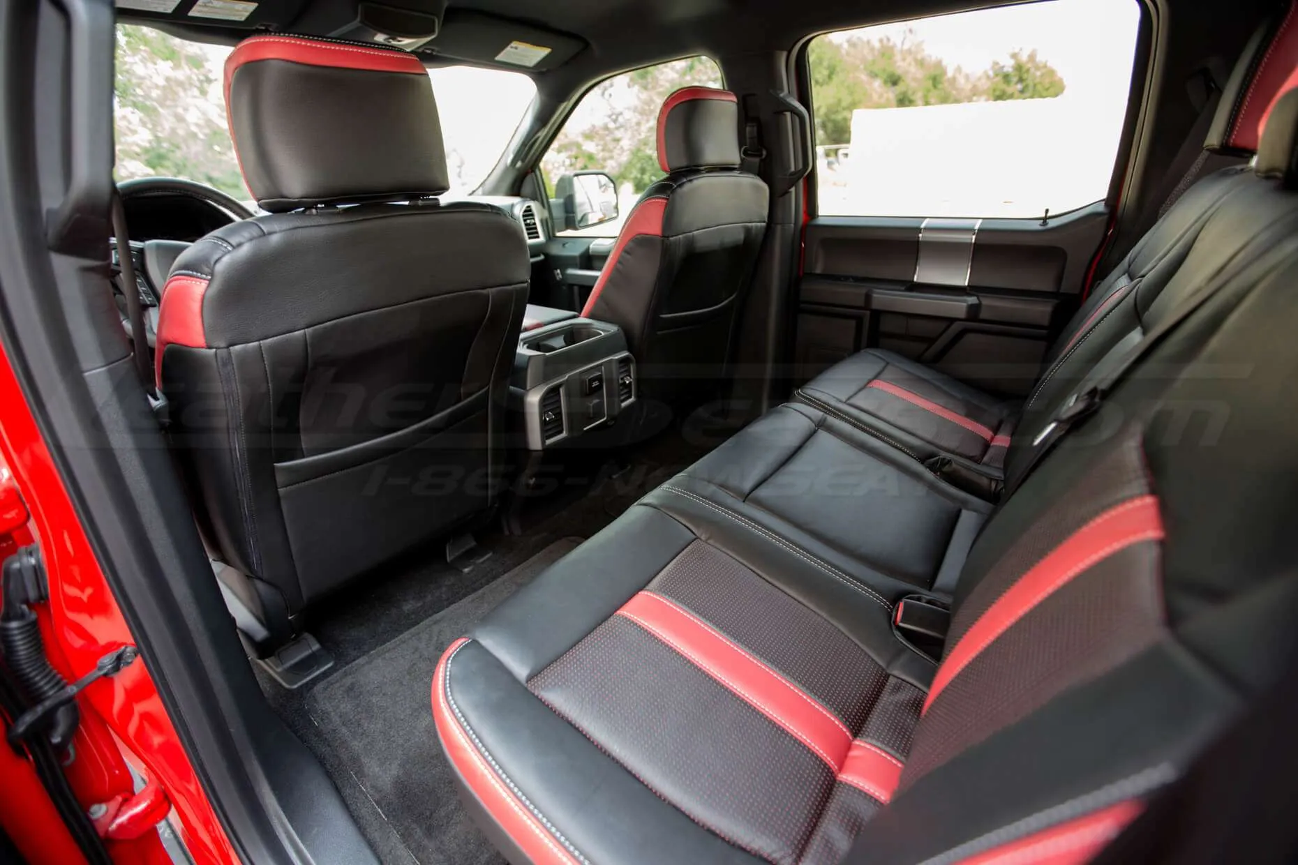 Ford F150 Leather Seats - Black & Piazza Red - Rears seats & Back view of front seats