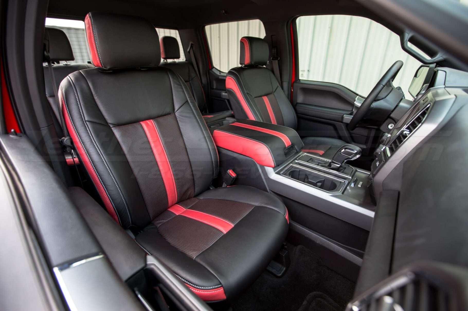 2015-2020 Ford F-150 Installed Black & Piazza Red - Front Passenger Seat