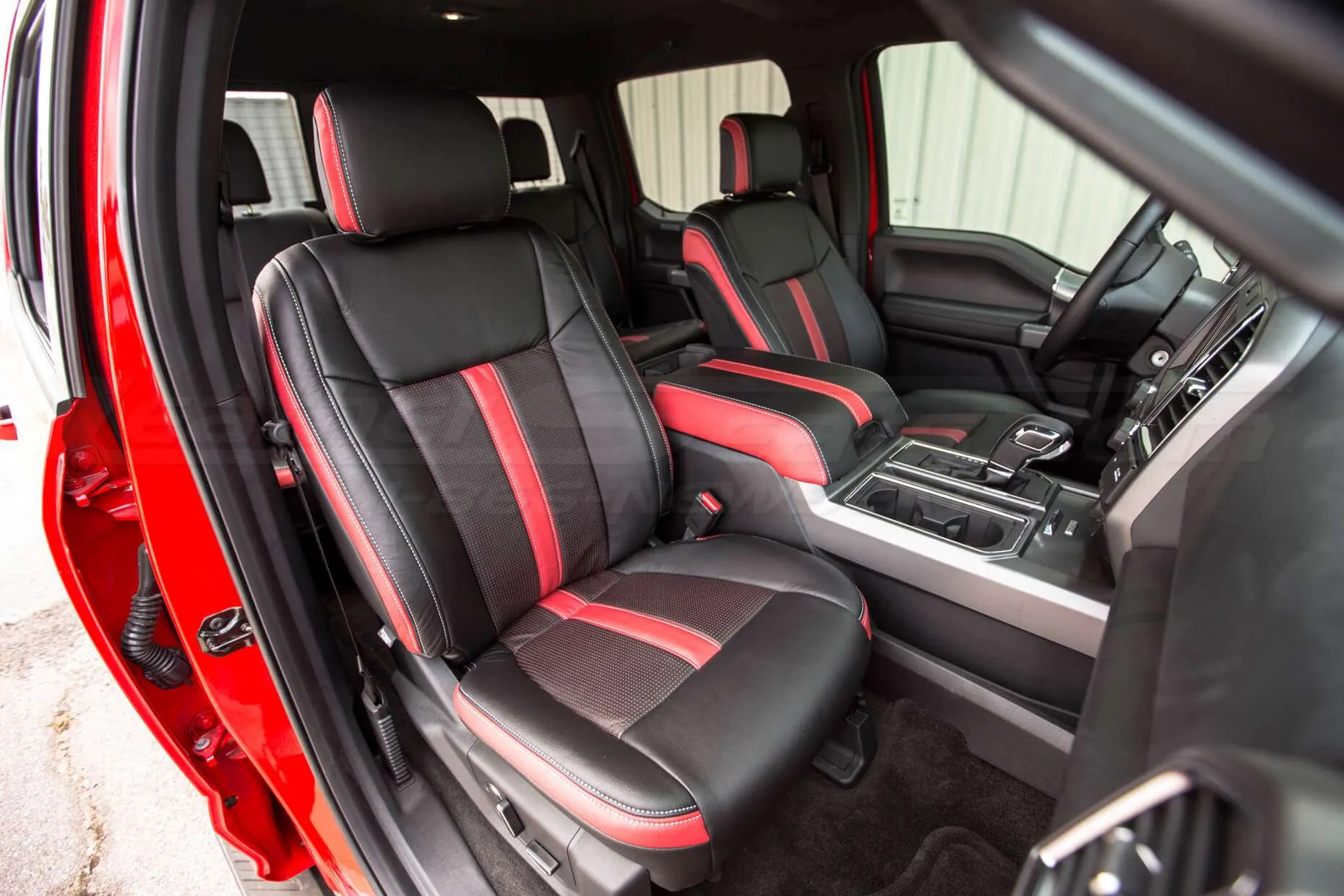 Ford F150 Leather Seats - Black & Piazza Red - Front Passenger seat