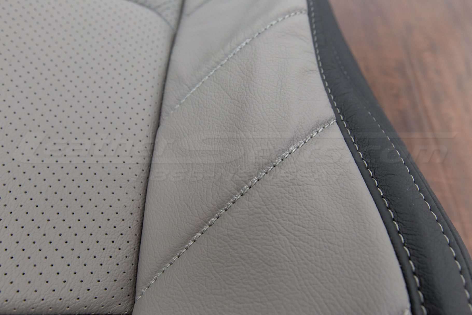 2015-2020 Ford F-150 Leather Kit - Black & Stone - Perforation and bolster stitching