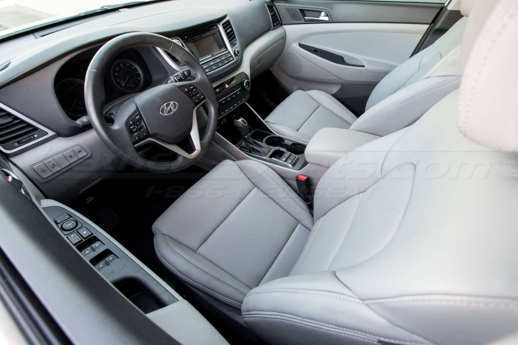 Honda Tucson Installed Leather Seats - Ash - View of front driver seat from the top down