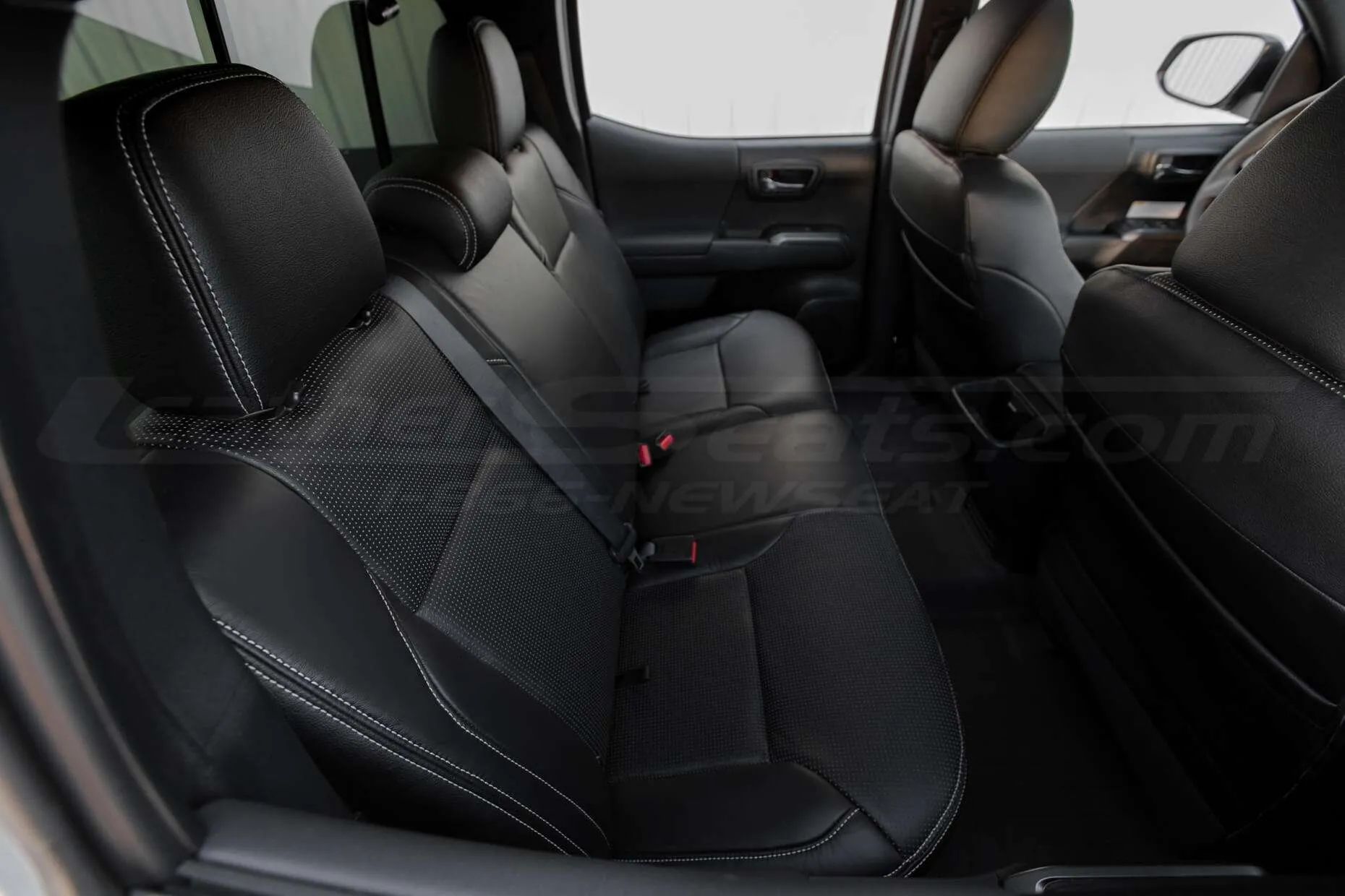 2016-2020 Toyota Tacoma Leather Seats - Black - Installed - Rear seat overhead view