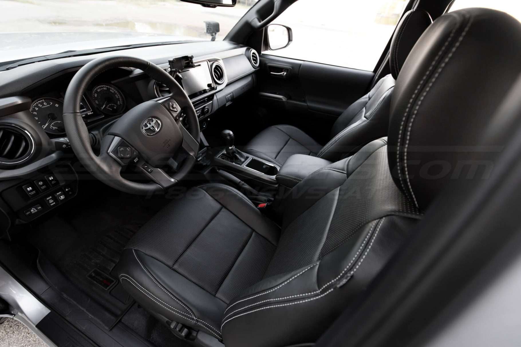 2016-2020 Toyota Tacoma Leather Seats - Black - Installed - Front driver seat double-stitching