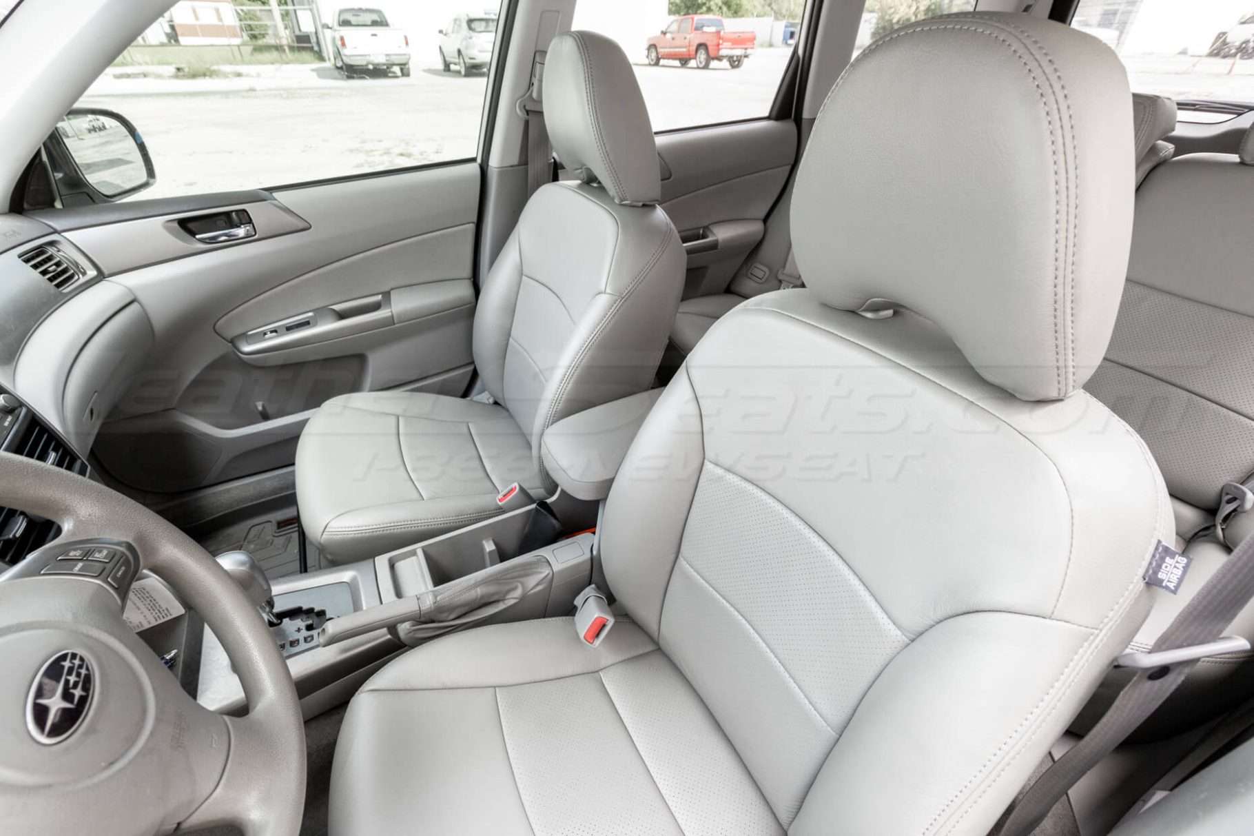 Subaru Forester Upholstery Kit - Ash - Installed - Front driver seat backrest and headrest