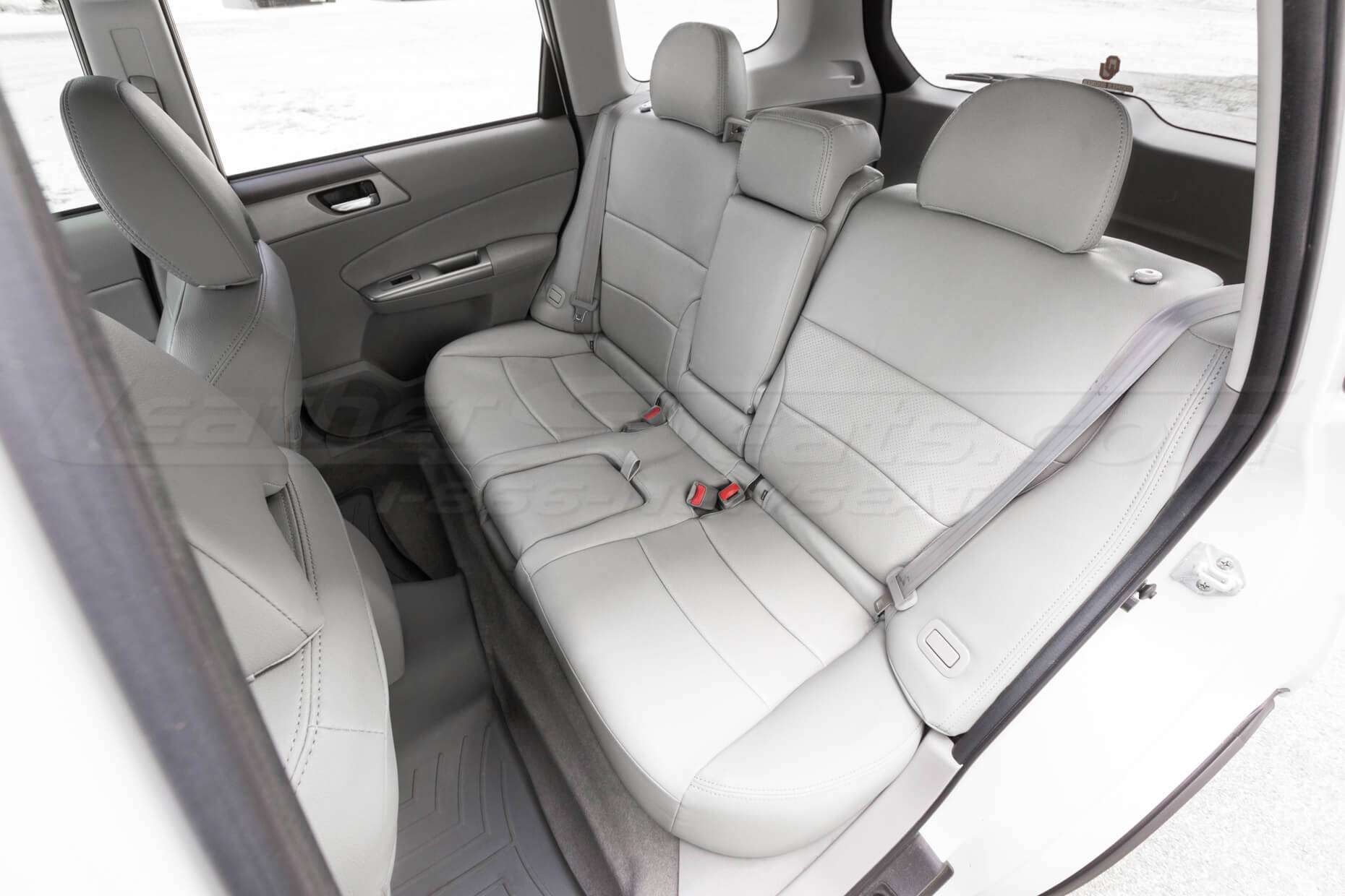 Subaru Forester Upholstery Kit - Ash - Installed - Rear seats from driver side perspective