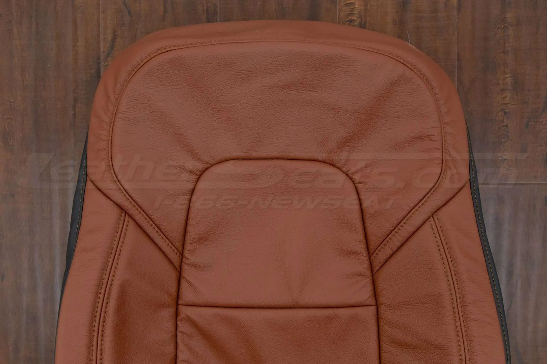 Tesla Model 3 Leather Seats - Mitt Brown - Upper section of front backrest