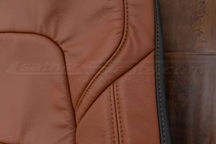 Tesla Model 3 Leather Seats - Mitt Brown - Side double-stitching