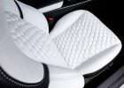 Tesla Model 3 Leather Seats - Black & Nappa White - CNC Stitched backrest and cushion