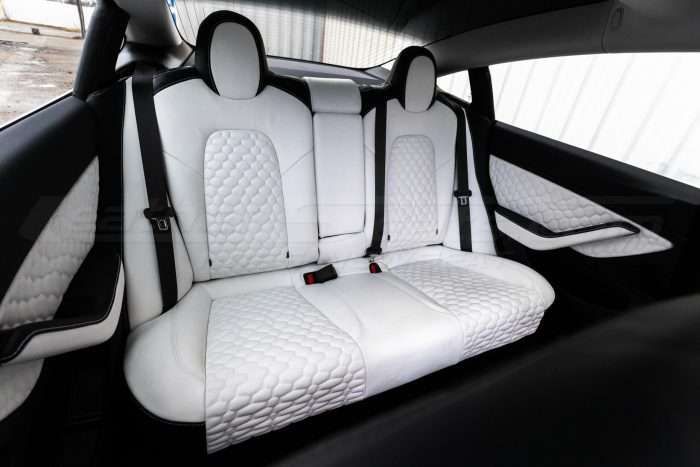 Tesla Model 3 Leather Seats - Black & Nappa White - Rear seats
